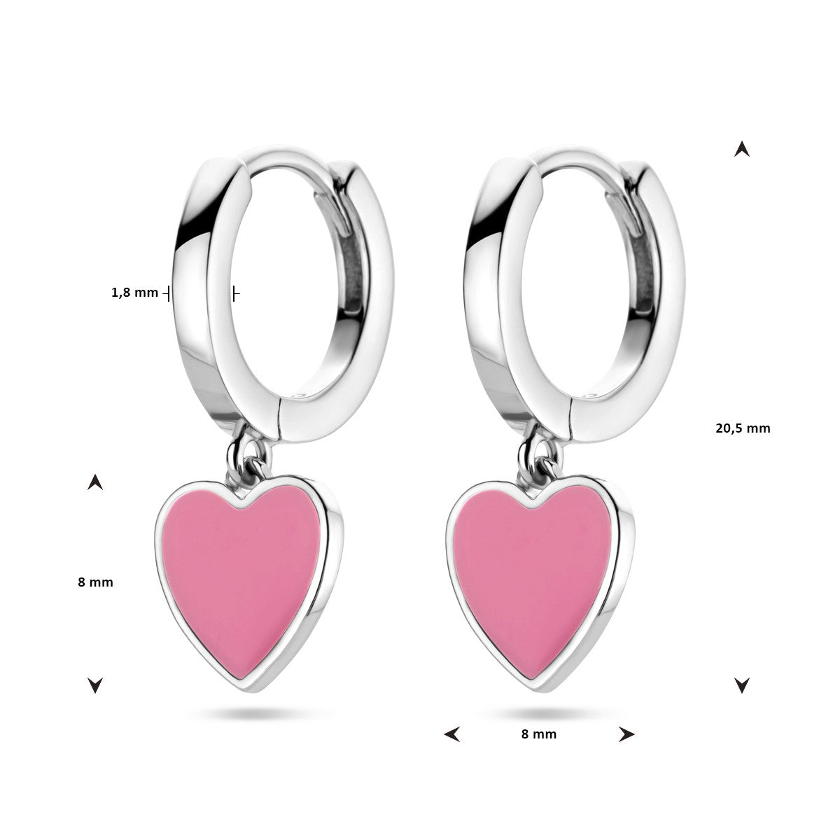 Fantasy Collection Oorbellen roze emaille zilver