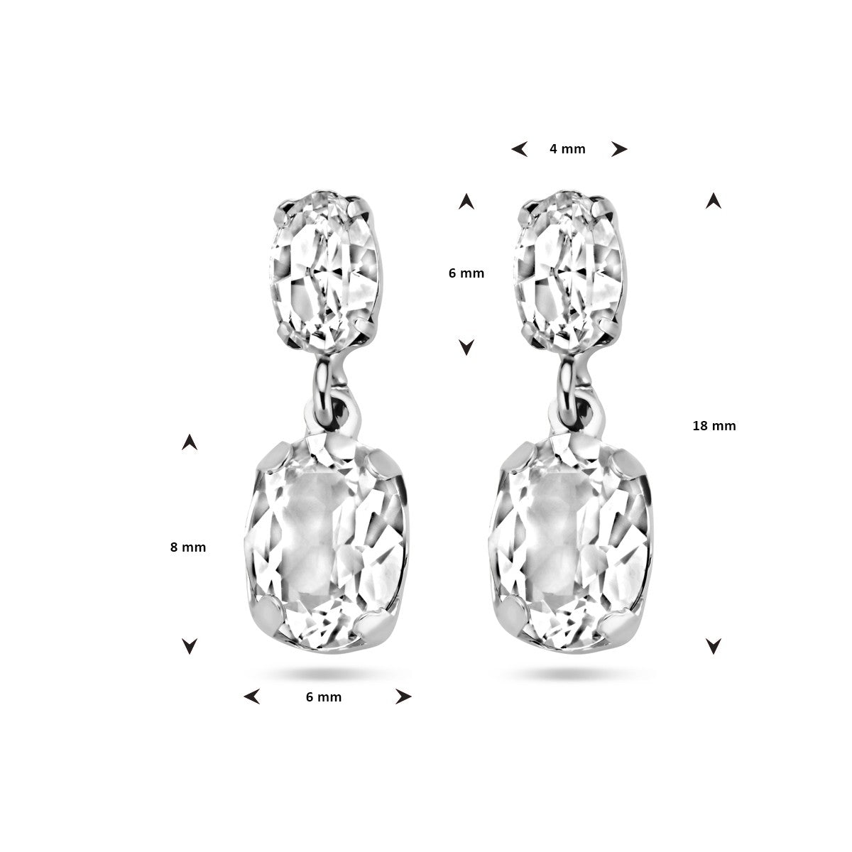 Fantasy Collection Hangende oorbellen swarovski zilver