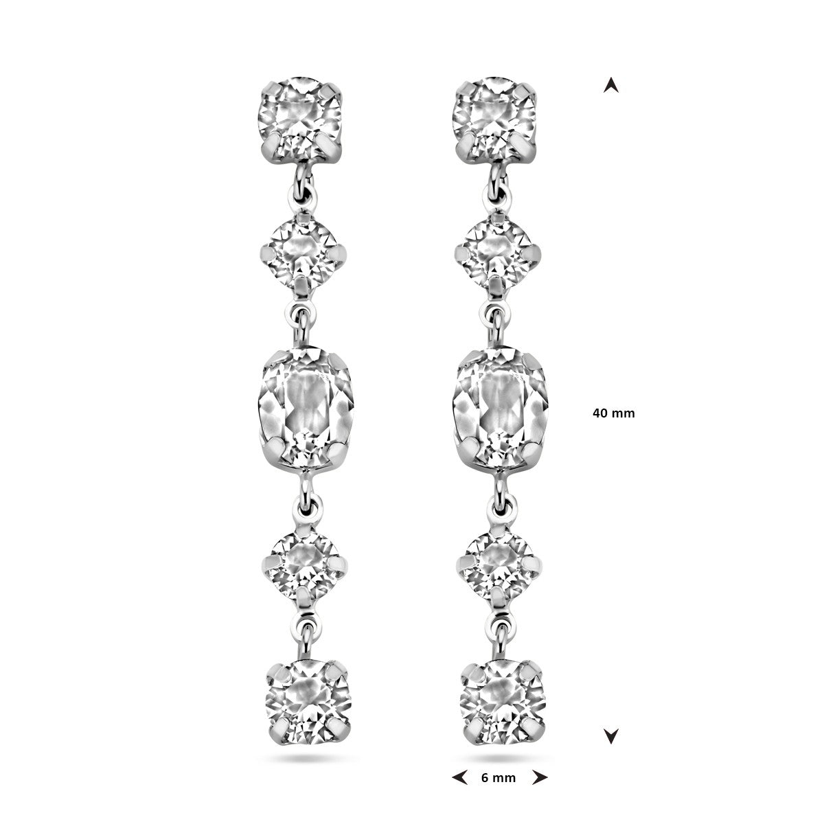 Fantasy Collection Hangende oorbellen swarovski zilver