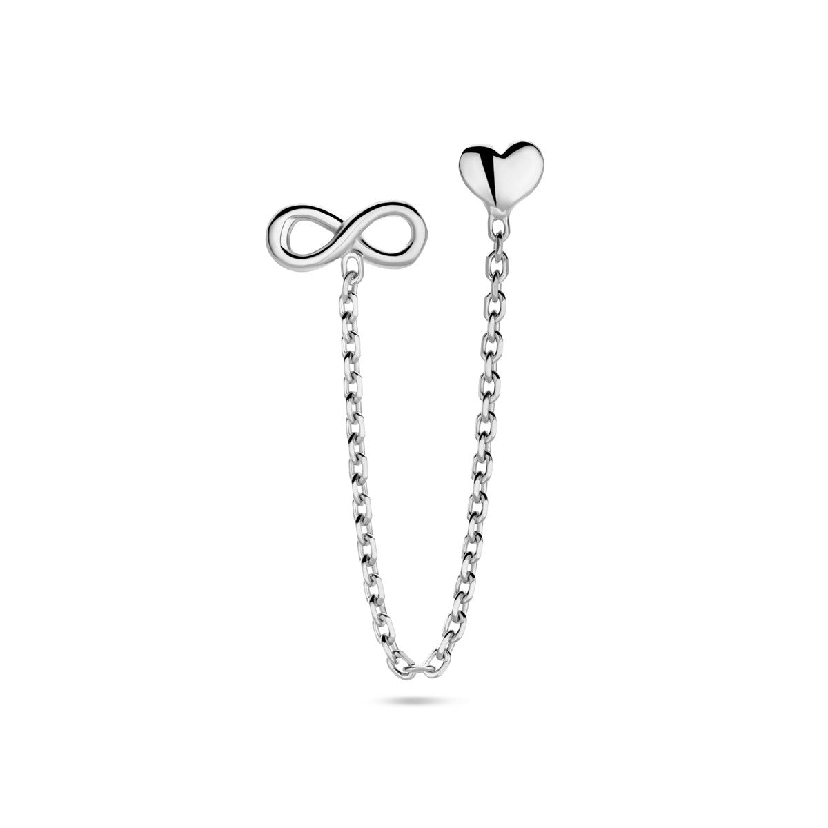 Fantasy Collection Oorbellen hart en infinity per stuk zilver