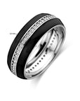 Zilveren ring zwart emaille en zirkonia | 1338715 - PansiteNederland.nl