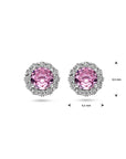 Zilver Gerhodineerd Oorknoppen Roze En Wit Zirkonia Halo 1338729 - PansiteNederland.nl
