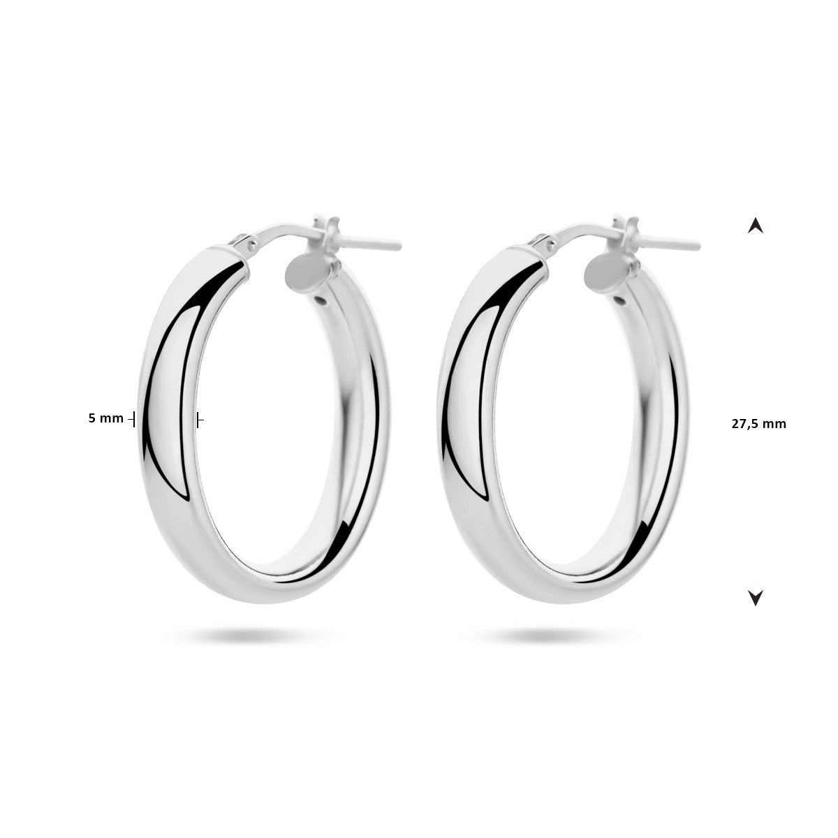 Fantasy Collection Oorbellen half ronde buis zilver