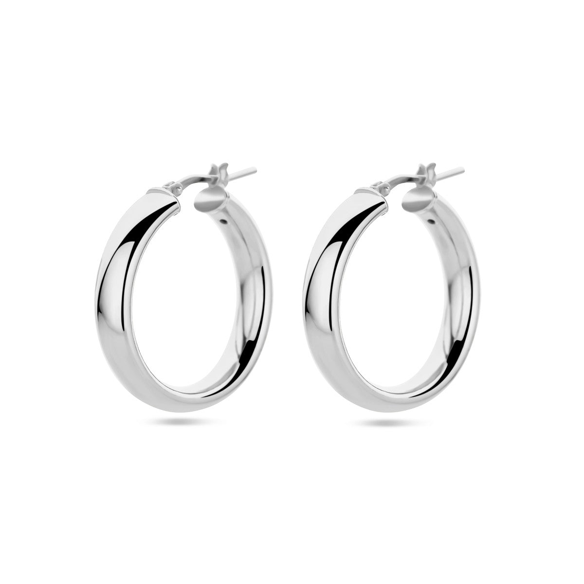 Fantasy Collection Oorbellen half ronde buis zilver