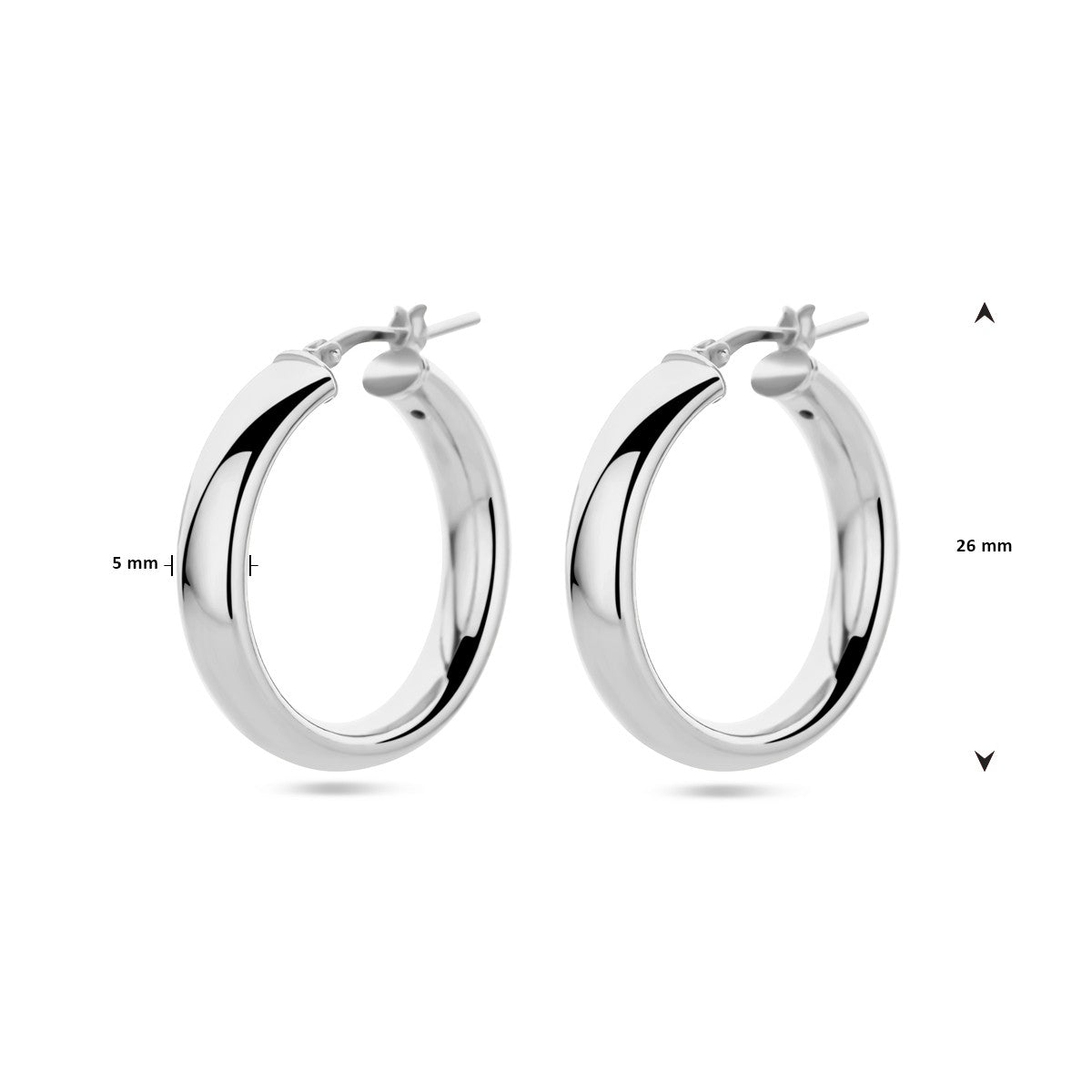 Fantasy Collection Oorbellen half ronde buis zilver