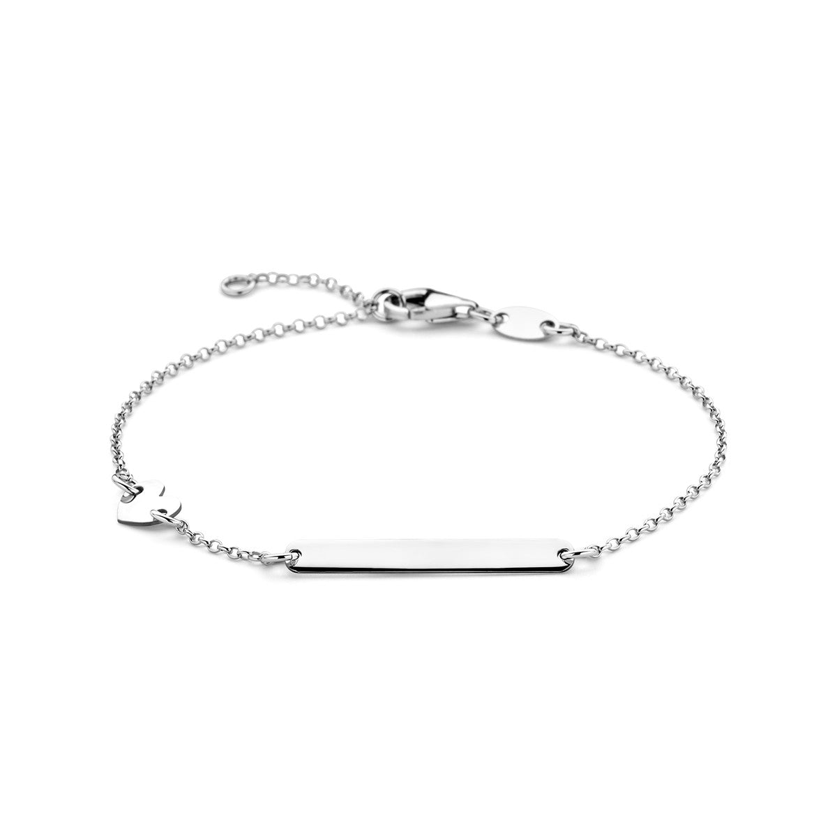 Fantasy Collection Graveerarmband hart en plaat 3,5 mm 14 - 16 zilver