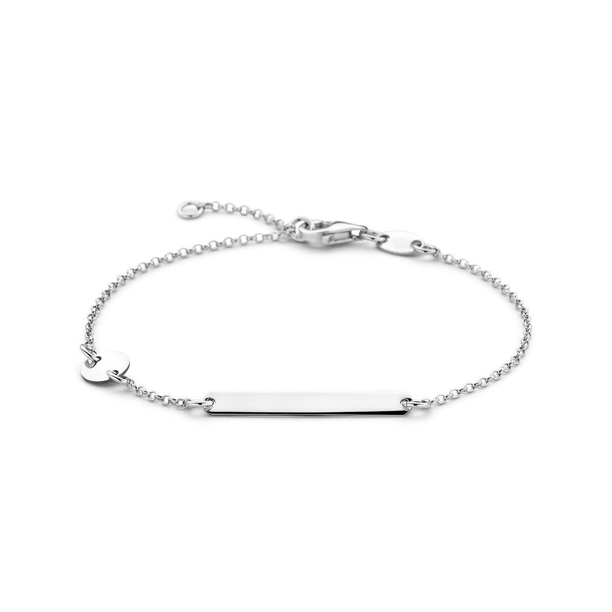 Fantasy Collection Graveerarmband cirkel en plaat 3,5 mm 16 - 18 cm zilver
