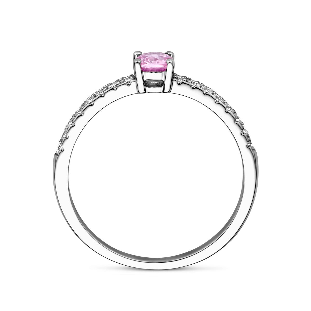 Fantasy Collection Ring wit en roze zirkonia zilver