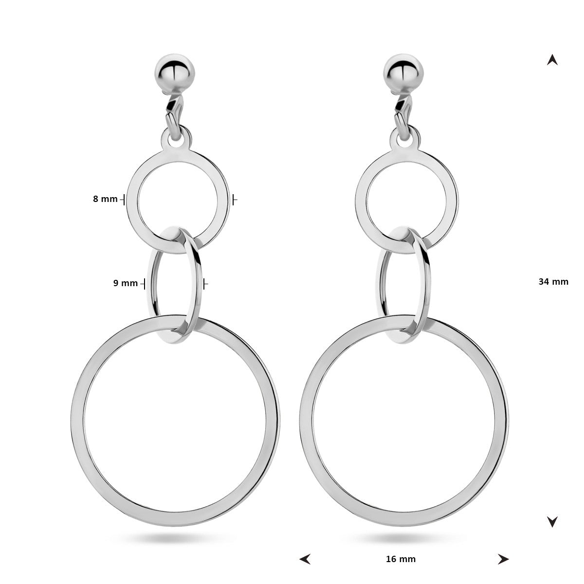 Fantasy Collection Hangende oorbellen cirkels zilver