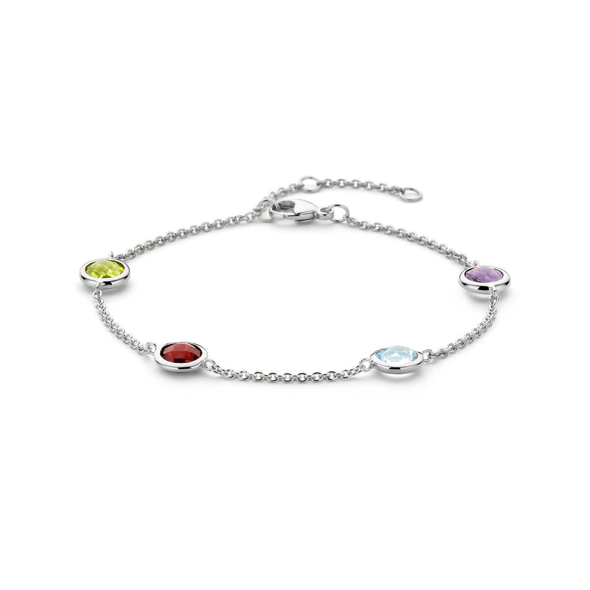 Fantasy Collection Armband kleurstenen 17 - 18,5 - 20 cm zilver
