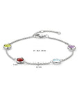 Zilver Gerhodineerd Armband Kleurstenen 17 - 18,5 - 20 Cm 1338801 - PansiteNederland.nl