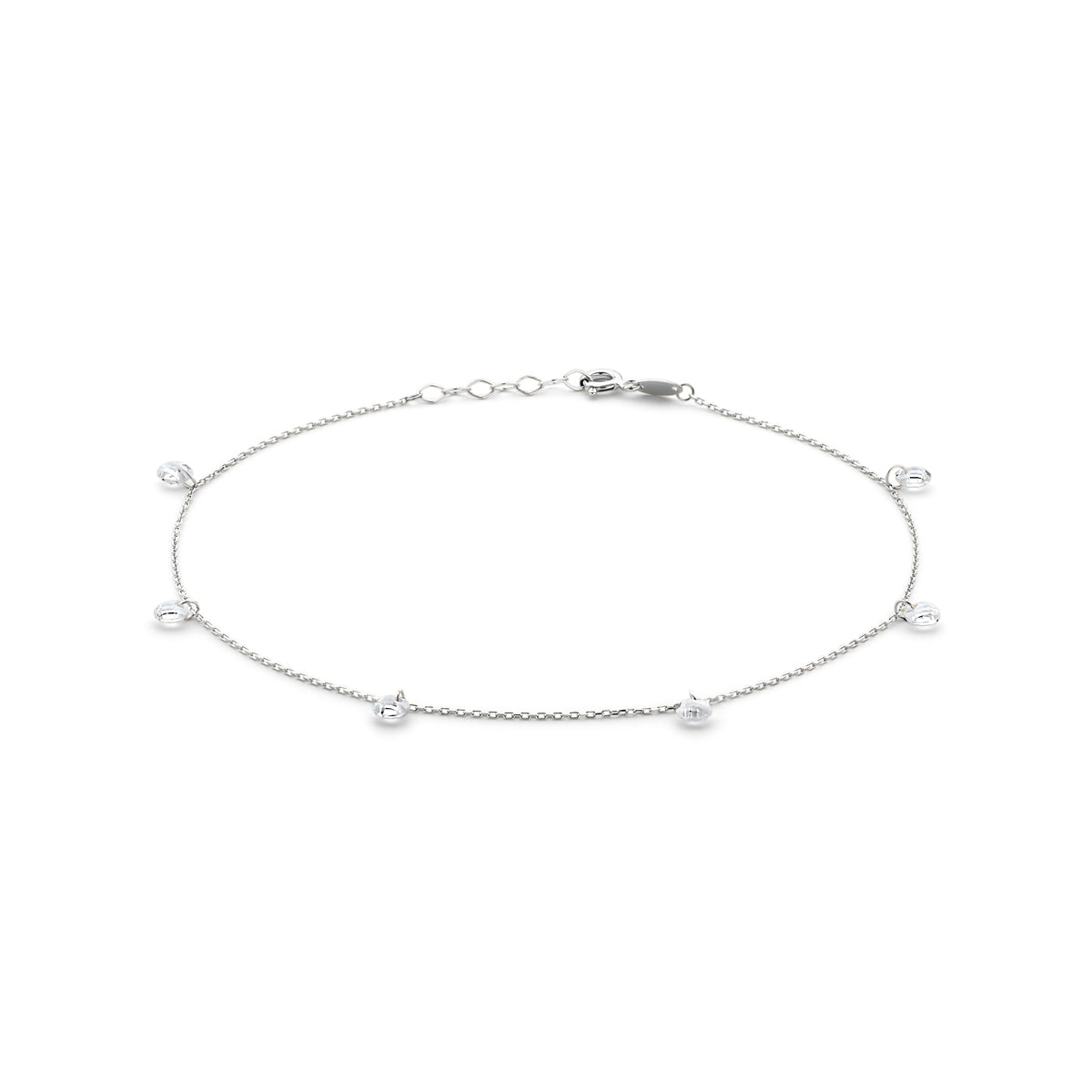 Enkelbandje zirkonia 24 + 2 cm zilver gerhodineerd