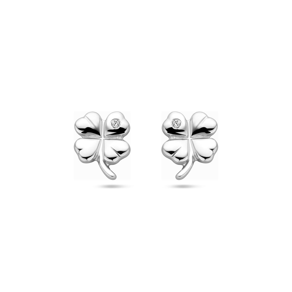 Fantasy Collection Oorbellen klavertje zirkonia zilver