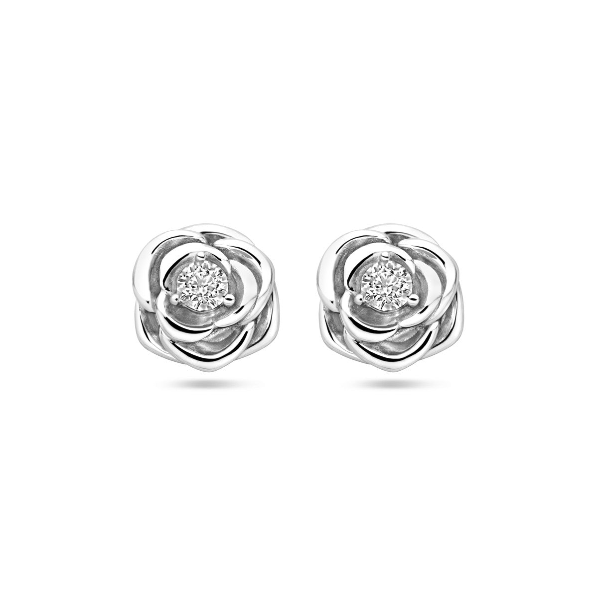 Fantasy Collection Oorbellen roos zirkonia zilver