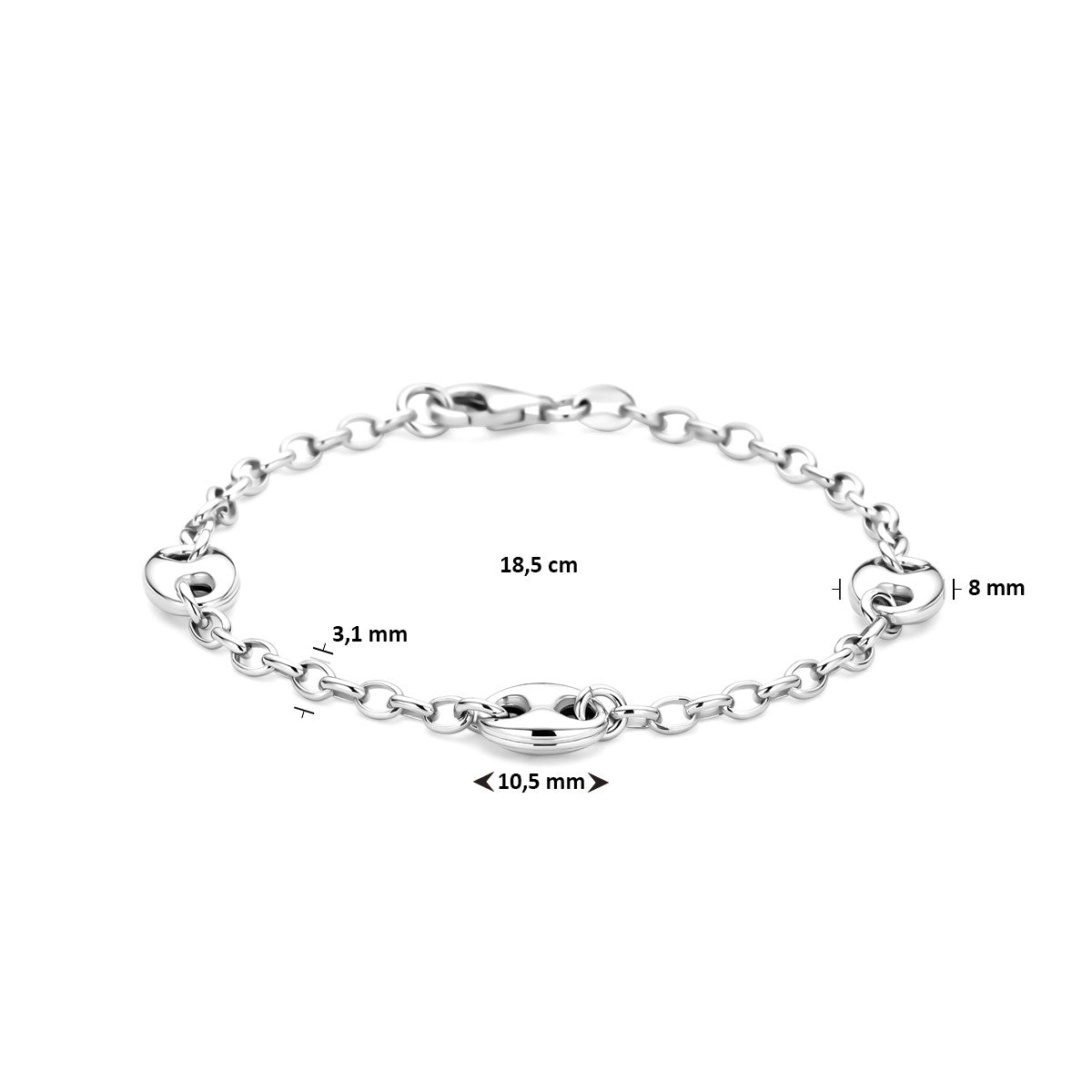 Fantasy Collection Armband 8,0 mm 18,5 cm zilver