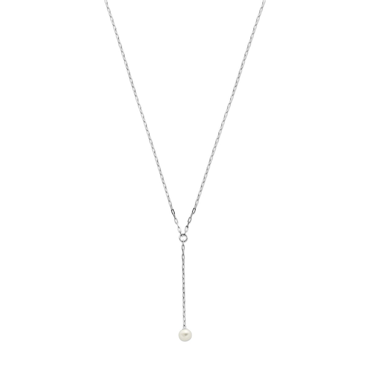 Fantasy Collection Y-collier parel 42 + 3 cm zilver
