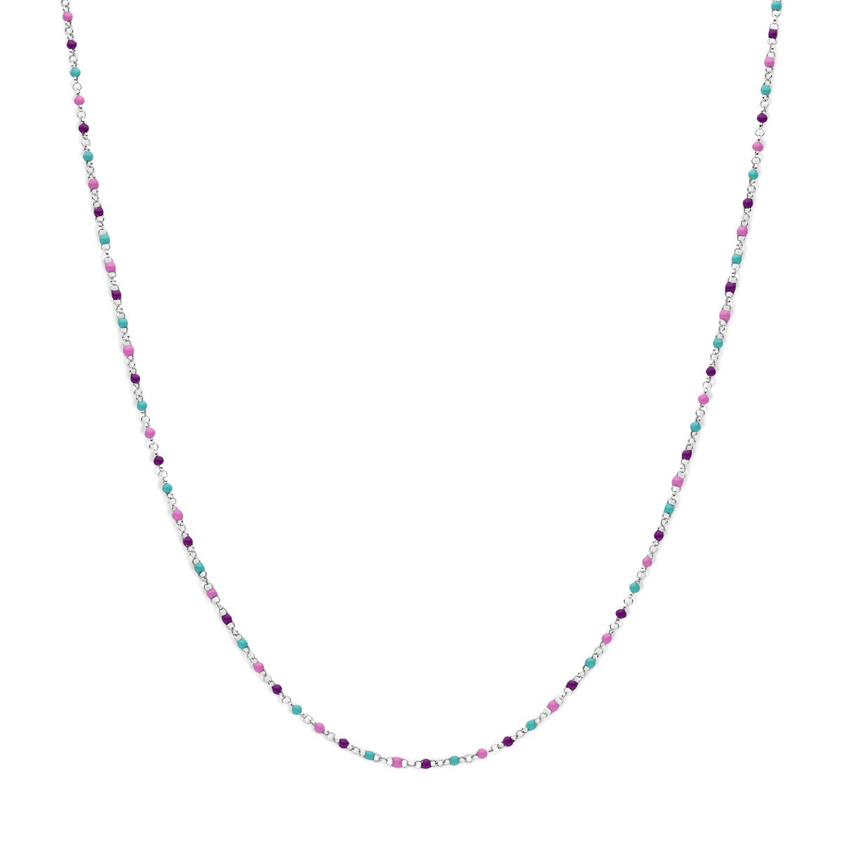 Fantasy Collection Collier bolletjes gekleurd emaille 36 + 4 cm zilver