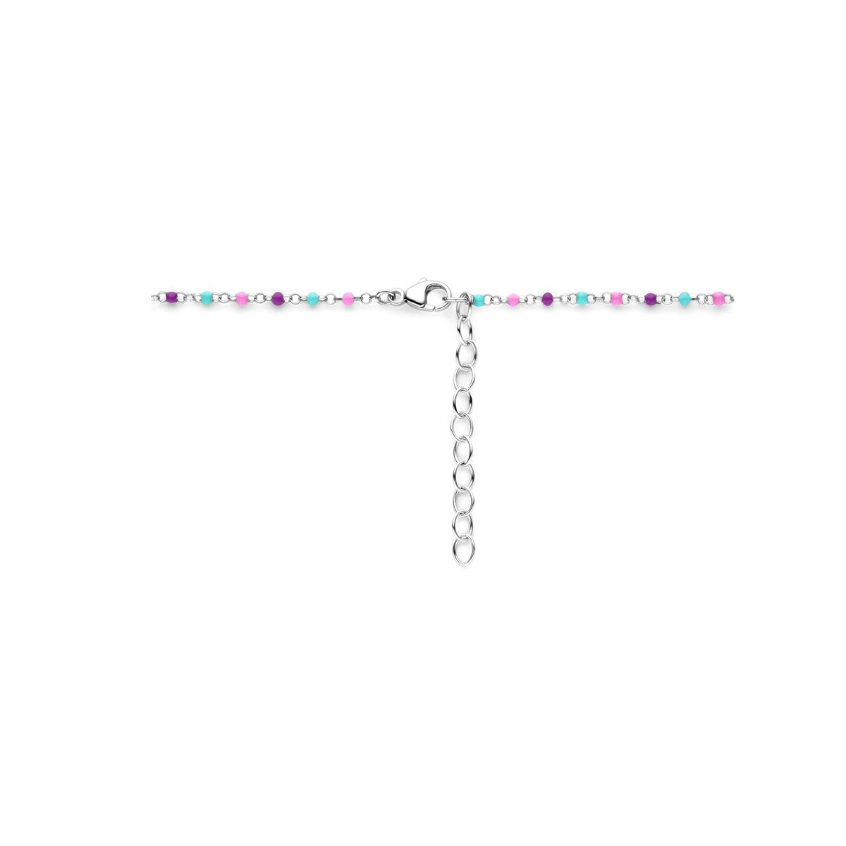 Fantasy Collection Collier bolletjes gekleurd emaille 36 + 4 cm zilver