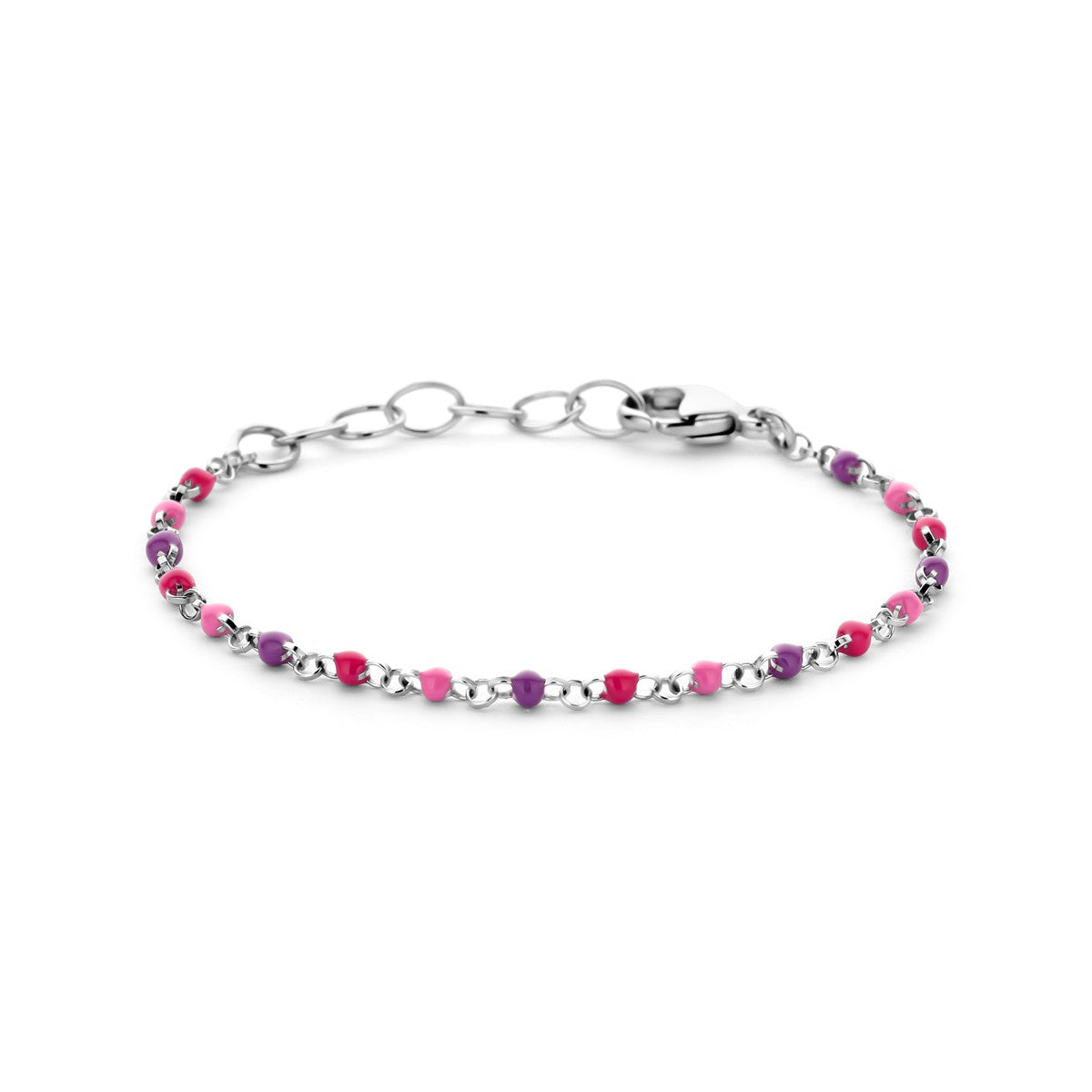 Fantasy Collection Armband bolletjes gekleurd emaille 11 + 2 cm zilver