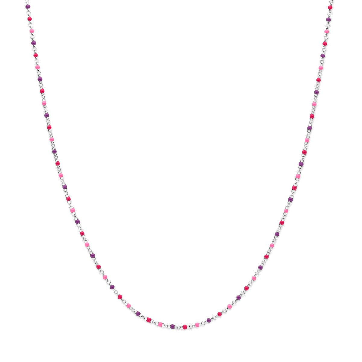 Fantasy Collection Collier bolletjes gekleurd emaille 36 + 4 cm zilver