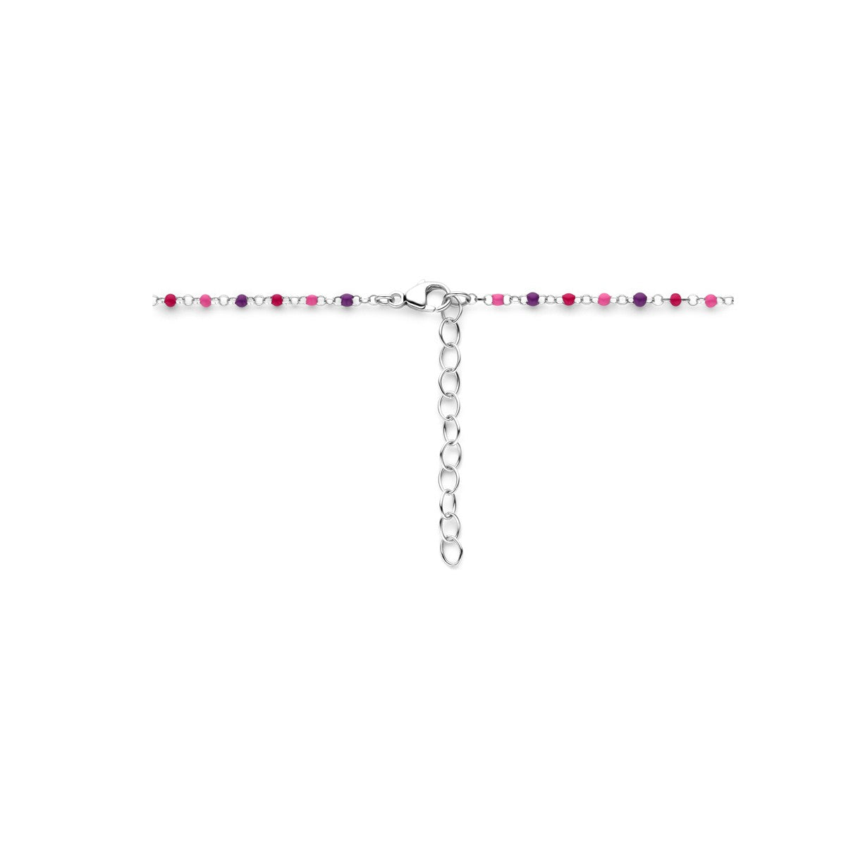 Fantasy Collection Collier bolletjes gekleurd emaille 36 + 4 cm zilver