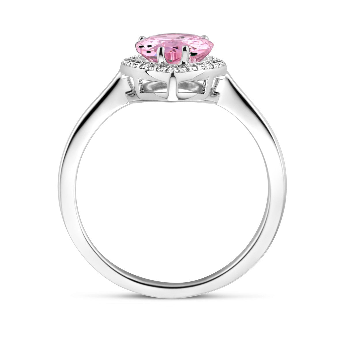 Fantasy Collection Ring wit en roze zirkonia halo zilver