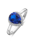 Gerhodineerd Zilver Ring Wit En Blauw Met Zirkonia Halo 1339053 - PansiteNederland.nl