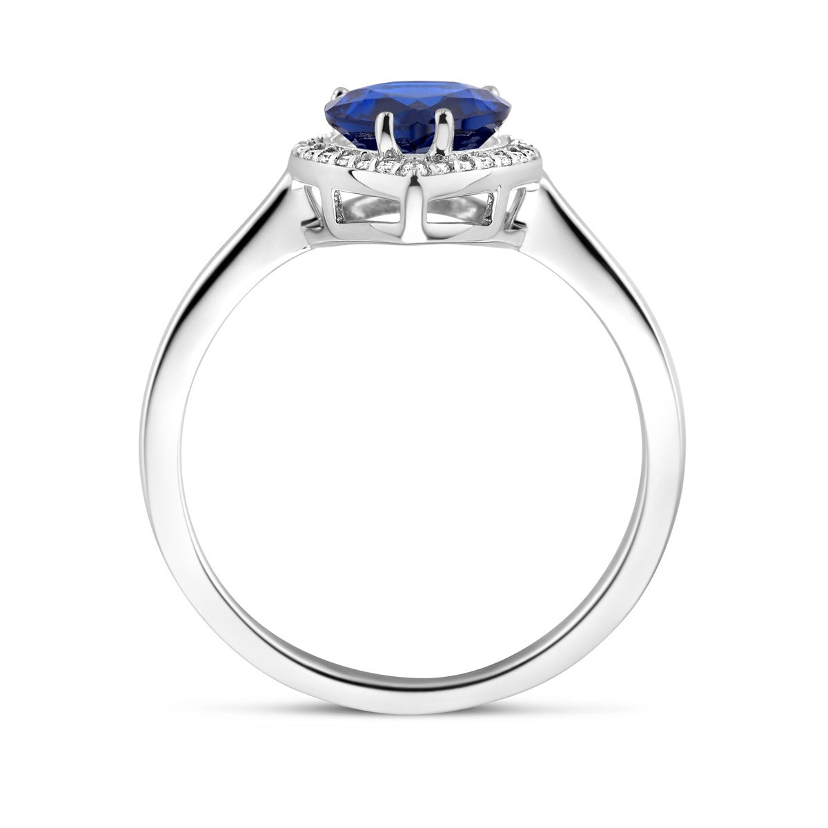 Fantasy Collection Ring wit en blauw zirkonia halo zilver