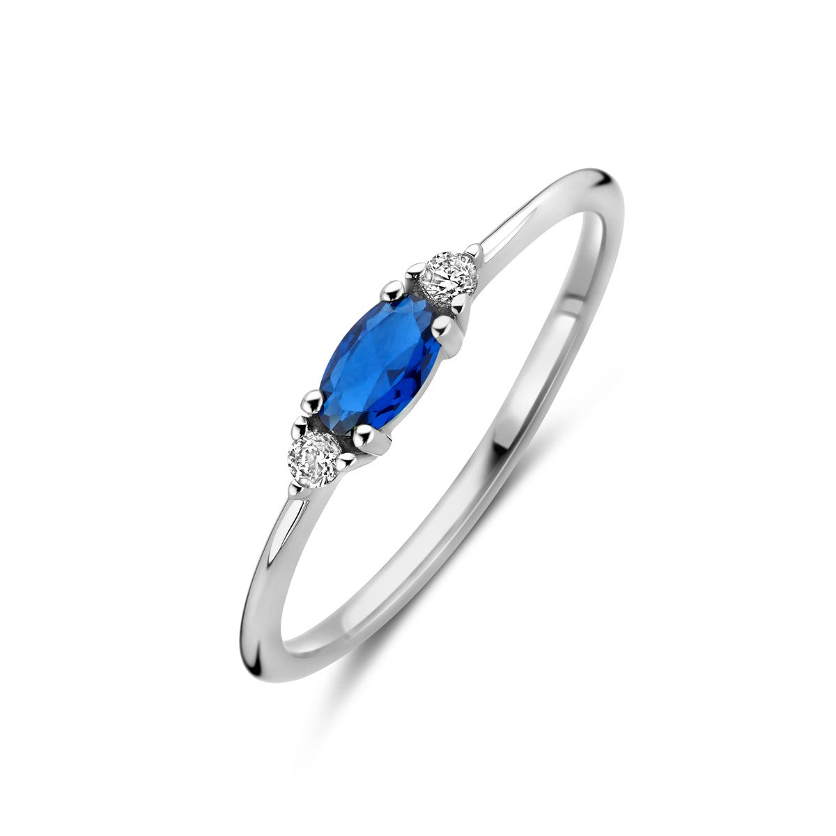 Fantasy Collection Ring wit en blauw zirkonia zilver