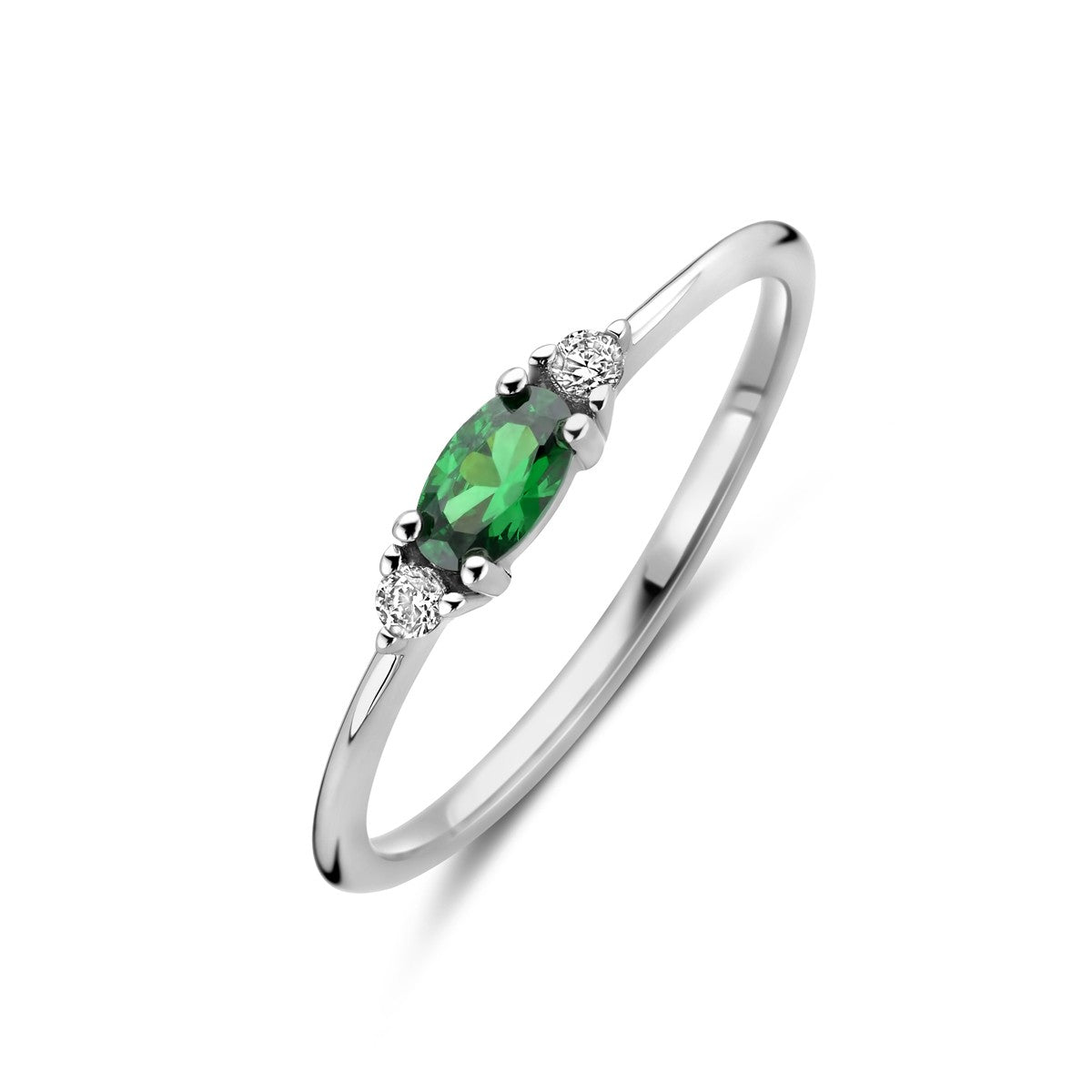 Fantasy Collection Ring wit en groen zirkonia zilver