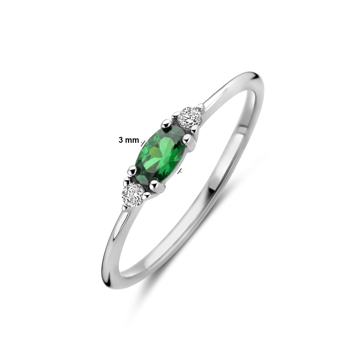 Fantasy Collection Ring wit en groen zirkonia zilver