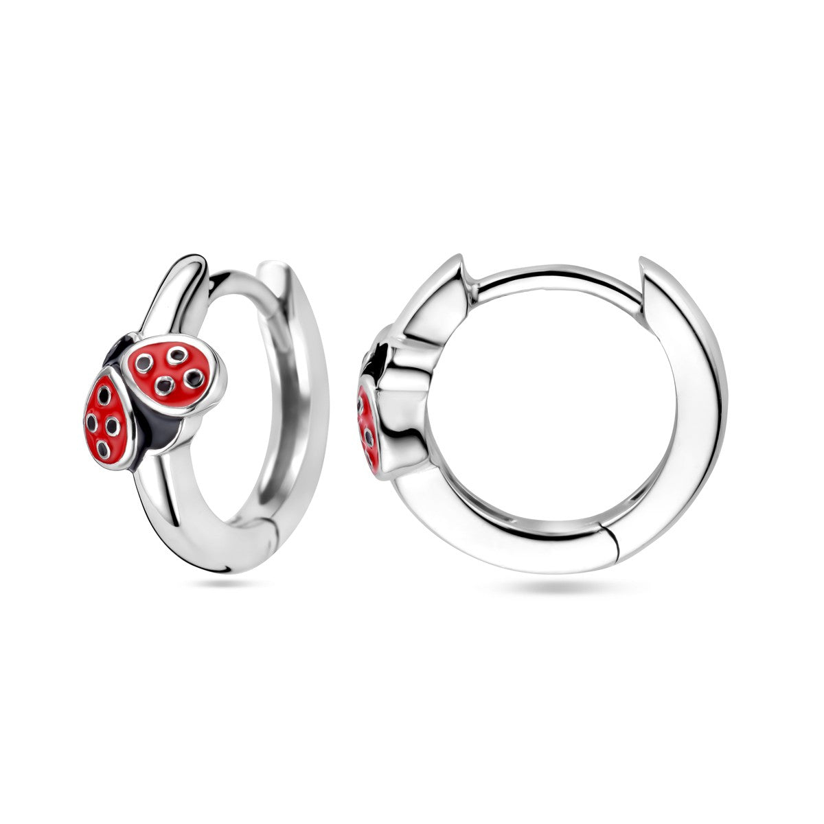 Fantasy Collection Oorbellen lieveheersbeestje emaille zilver