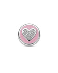 zilver gerhodineerd hanger hartje zirkonia en roze emaille 1339081 - PansiteNederland.nl