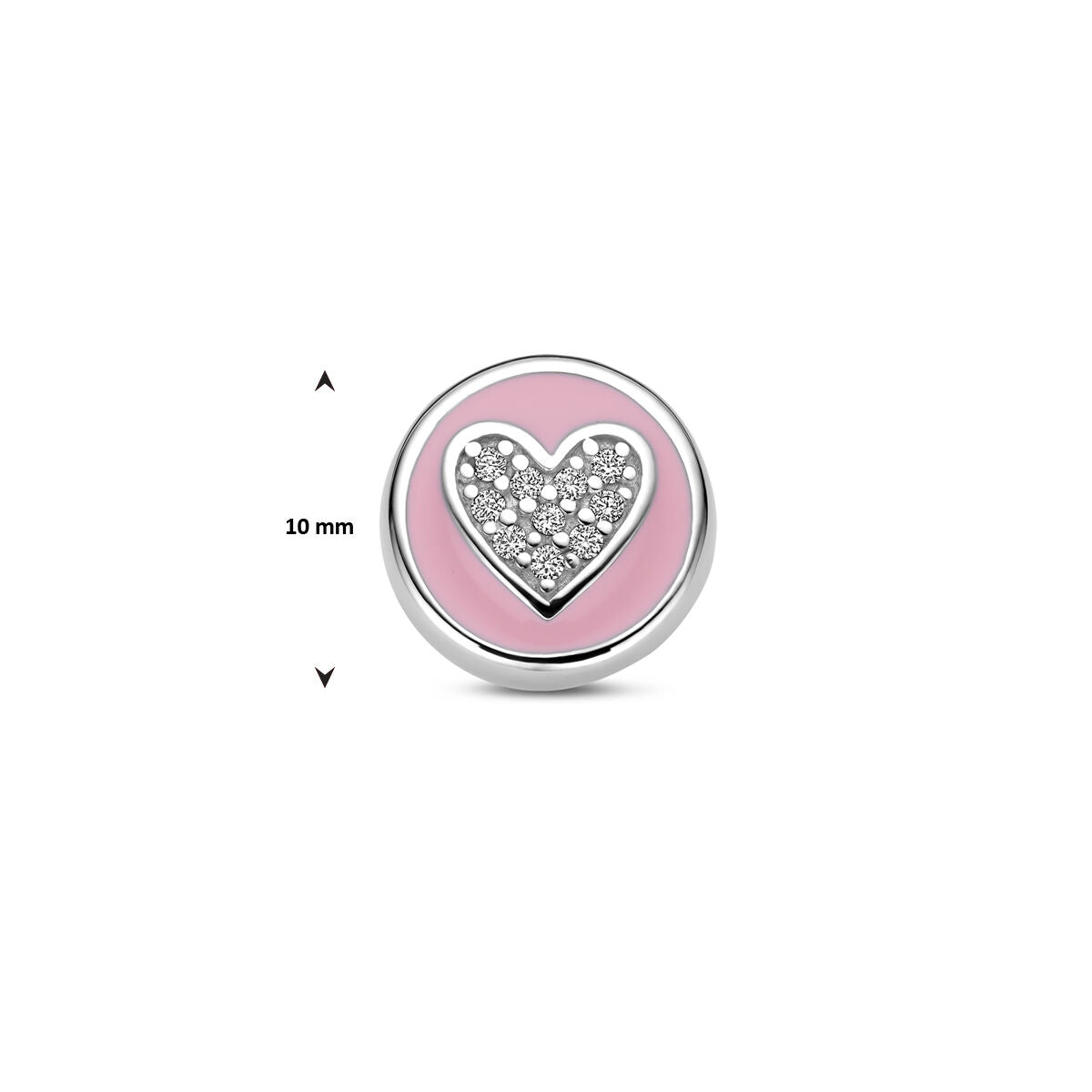 Fantasy Collection Hanger hartje zirkonia en roze emaille 10 mm zilver