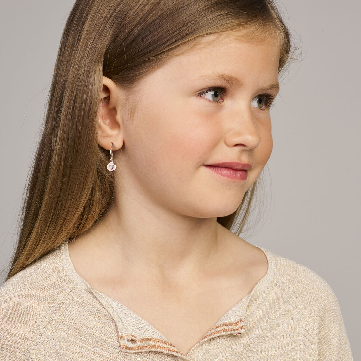 Fantasy Collection Hangende oorbellen hart zirkonia en roze emaille brisure haak zilver