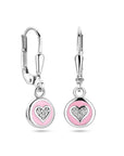 Zilver Gerhodineerd Oorhangers Hart Zirkonia En Roze Emaille Brisur Haak 1339083 - PansiteNederland.nl