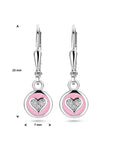 Zilver Gerhodineerd Oorhangers Hart Zirkonia En Roze Emaille Brisur Haak 1339083 - PansiteNederland.nl