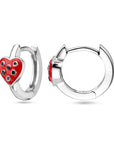 Zilver Gerhodineerd Klapoorringen Hart Rood En Zwart Emaille 1339085 - PansiteNederland.nl