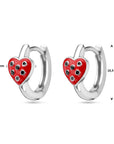 Zilver Gerhodineerd Klapoorringen Hart Rood En Zwart Emaille 1339085 - PansiteNederland.nl