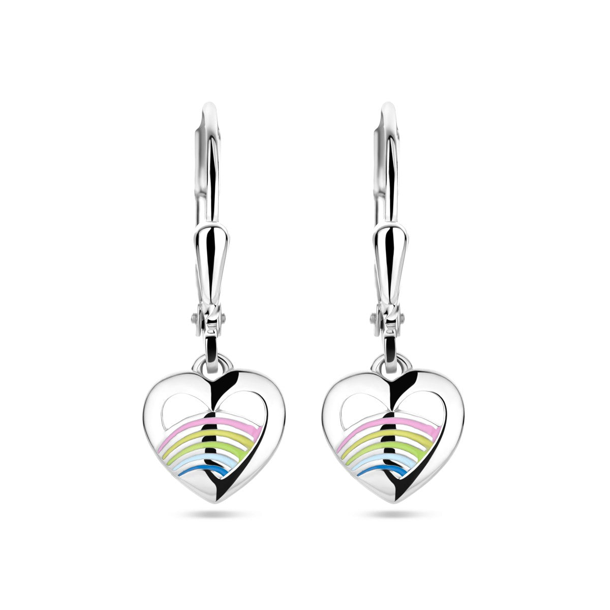 Fantasy Collection Hangende oorbellen hart emaille brisure haak zilver