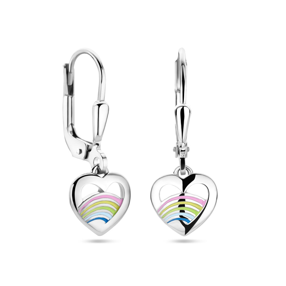 Fantasy Collection Hangende oorbellen hart emaille brisure haak zilver