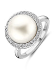 Gerhodineerd Zilver Ring Parel En Met Zirkonia Halo 1339098 - PansiteNederland.nl