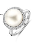 Gerhodineerd Zilver Ring Parel En Met Zirkonia Halo 1339098 - PansiteNederland.nl