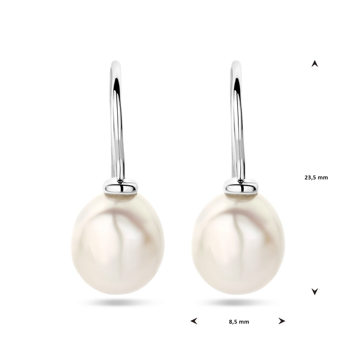 Fantasy Collection Hangende oorbellen barok parel franse haak zilver
