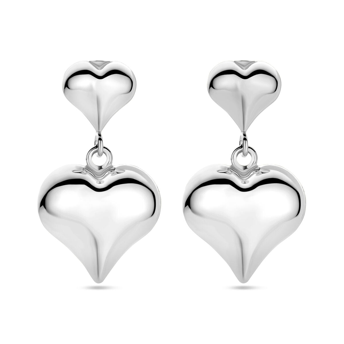 Fantasy Collection Hangende oorbellen hart 35 mm zilver