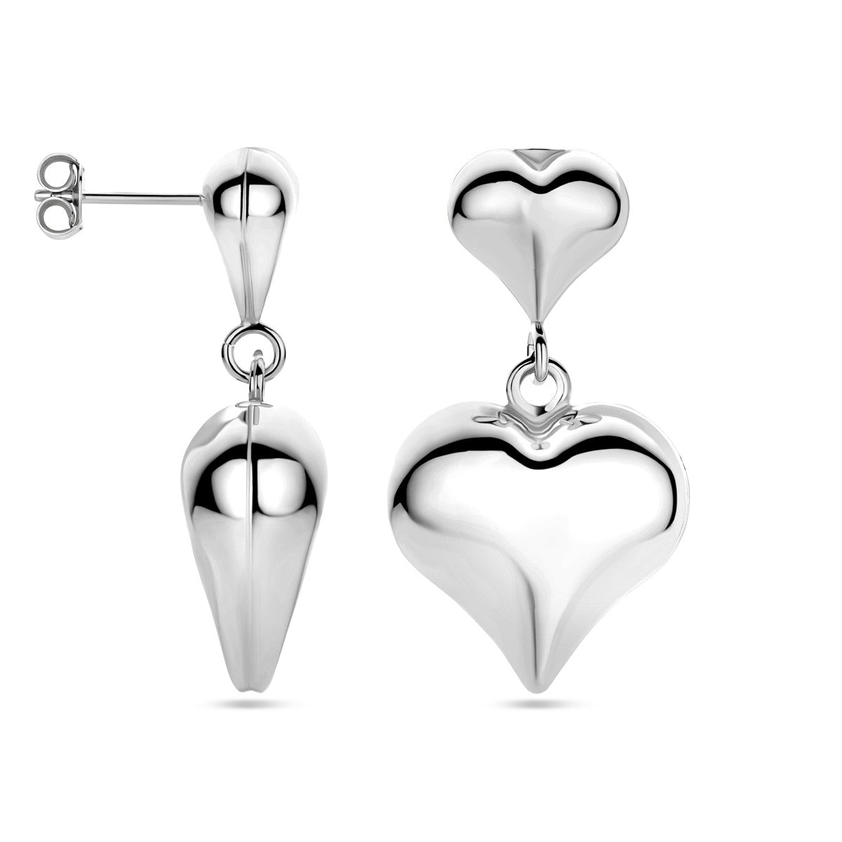 Fantasy Collection Hangende oorbellen hart 35 mm zilver