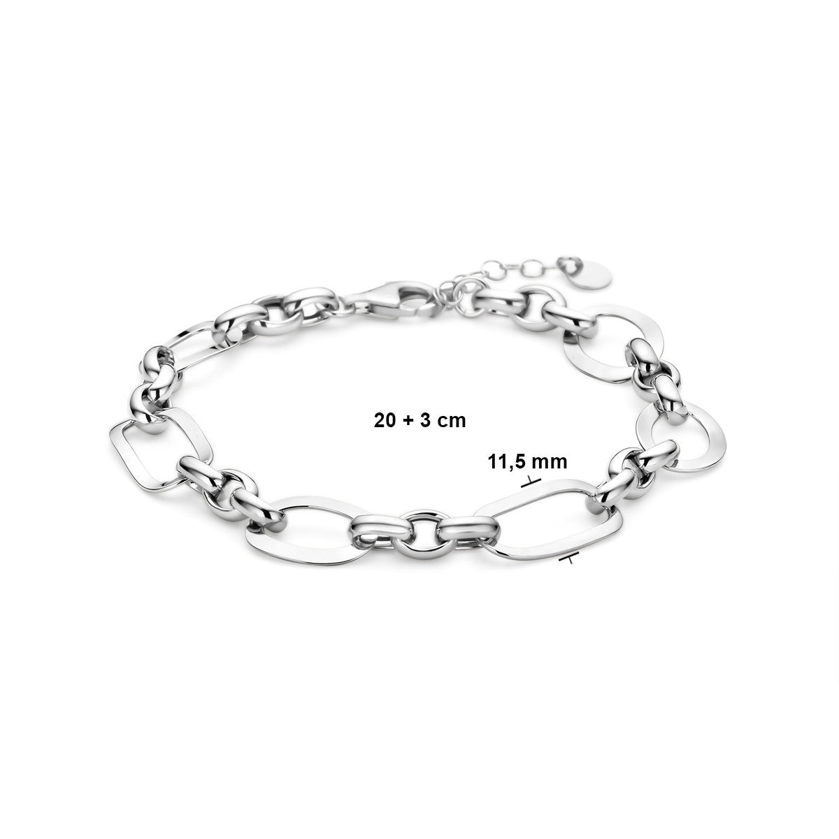 Fantasy Collection Armband 11,5 mm 20 + 3 cm zilver