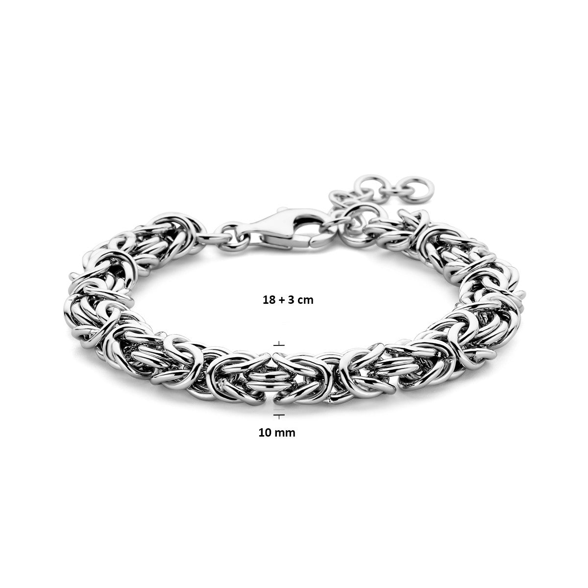 Fantasy Collection Armband konings 10 mm 18 + 3 cm zilver