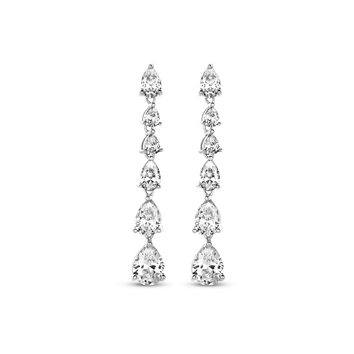 Fantasy Collection Hangende oorbellen zirkonia 42 mm zilver