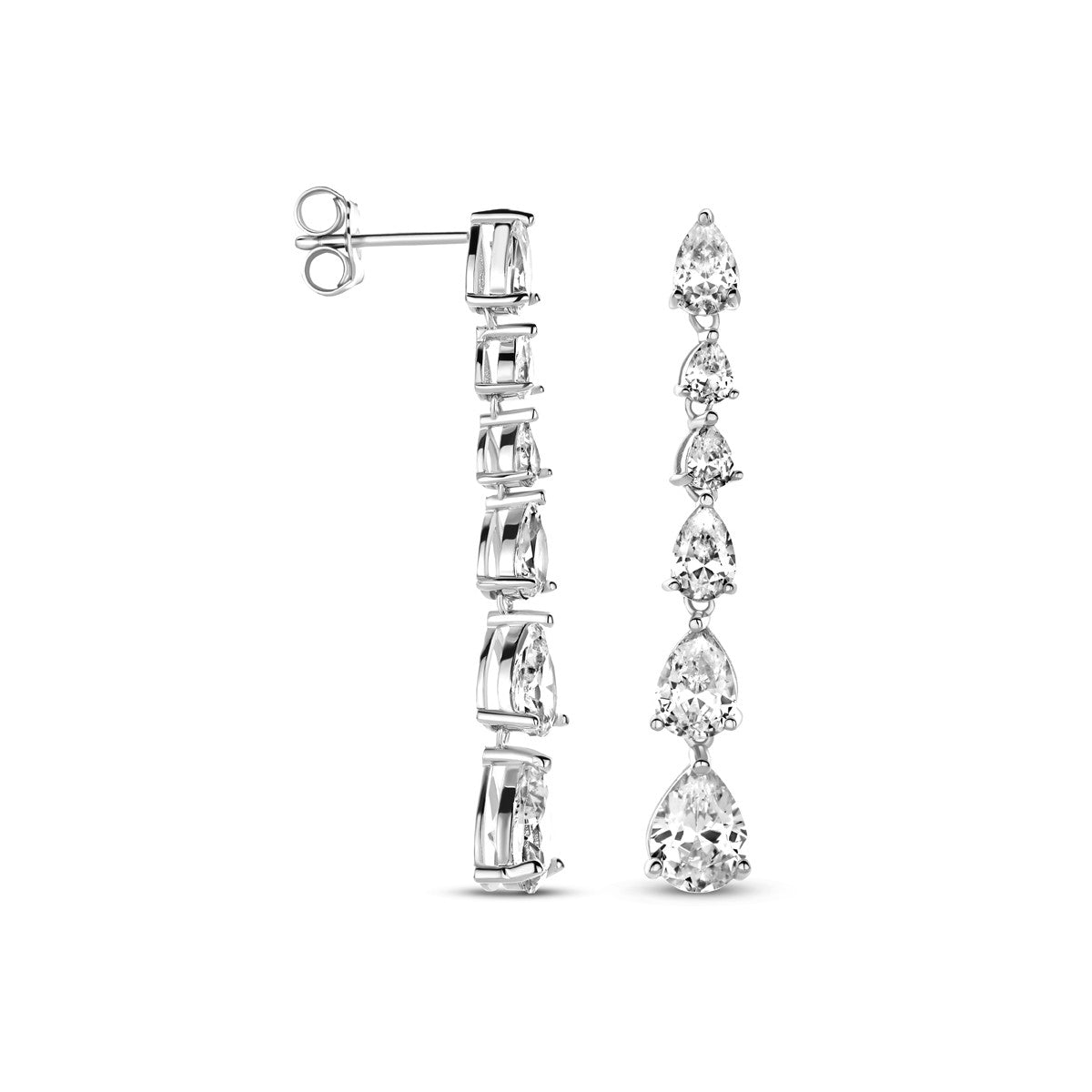 Fantasy Collection Hangende oorbellen zirkonia 42 mm zilver